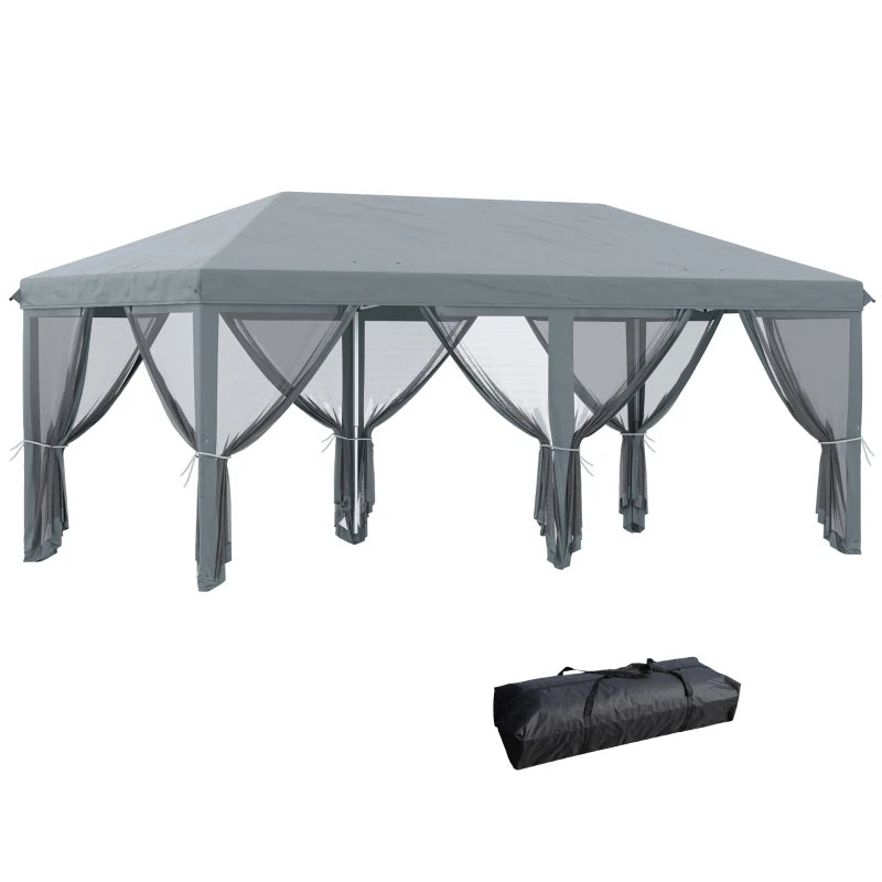 Gray 10' x 20' Patio Gazebo Outdoor Pop-Up Canopy.