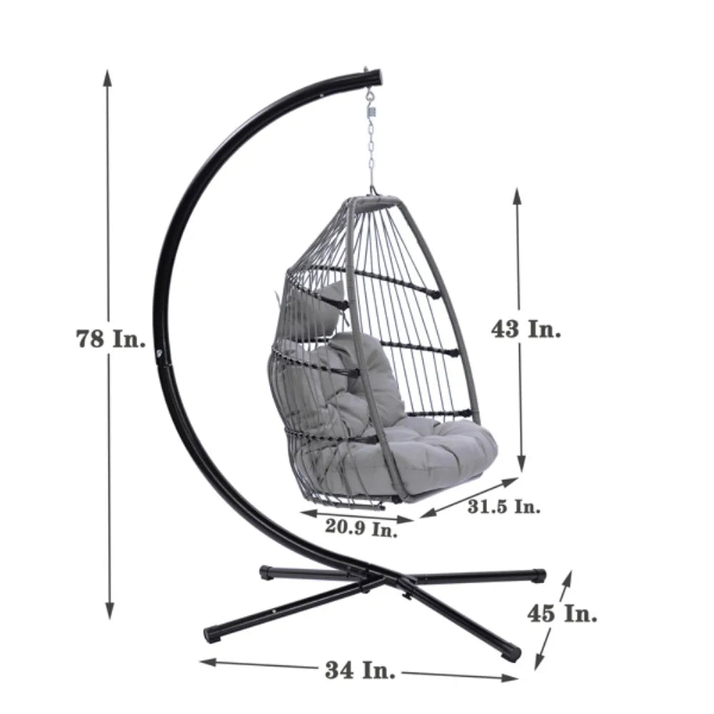 Outdoor Patio Wicker Folding Hanging Chair.