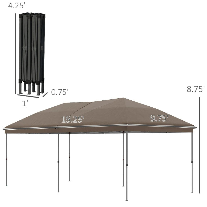 Brown 10' x 19' Pop Up Canopy with Easy Up Steel Frame.