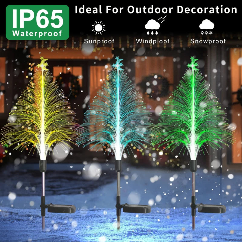 Solar Fiber Christmas Lights LED Outdoor Pathway Lights.