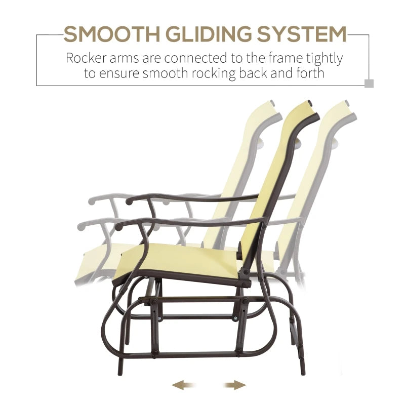 Beige Outdoor Swing Glider Chair.