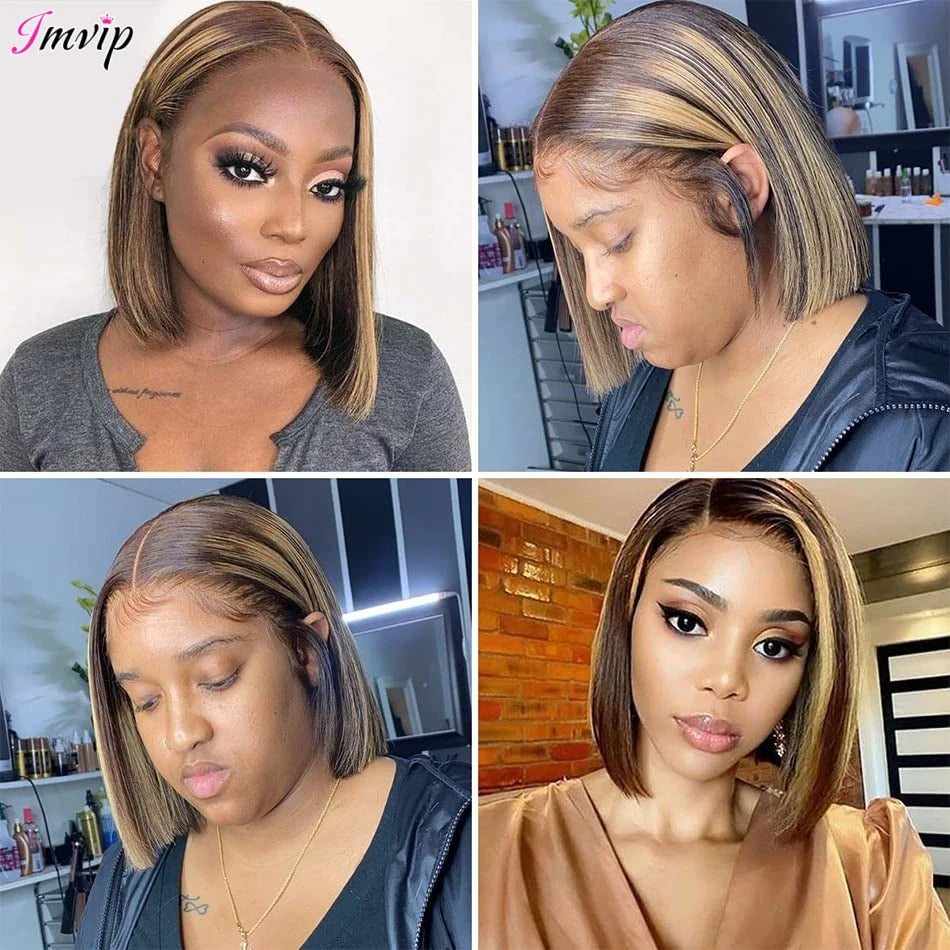 IAMVIP HD Lace Front Bob Wig for Women 200% Straight Short Remy.