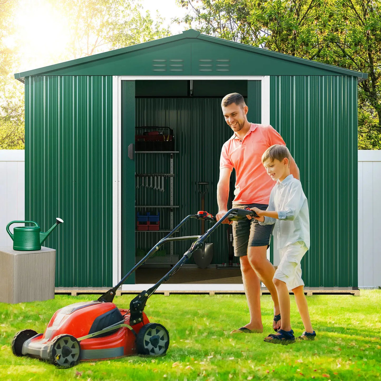 6x8 foot outdoor storage shed.