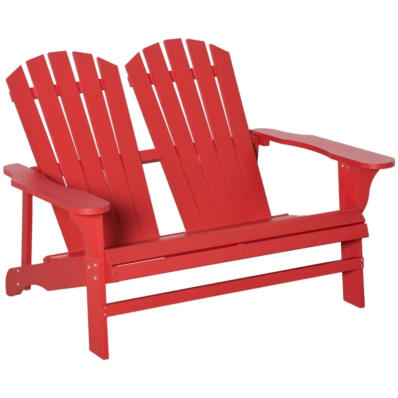 Red 2 Person Adirondack Loveseat,Fire Pit ChaiBackyard, Garden with High-back