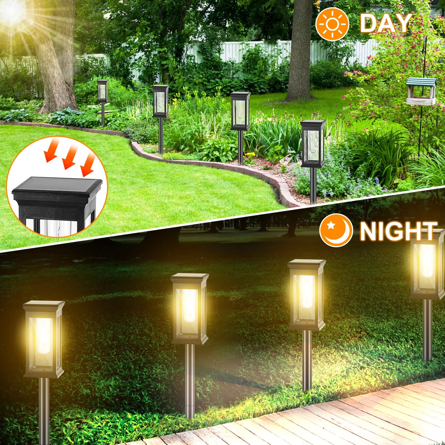 4Pcs Solar Pathway Lights IP65 Waterproof.