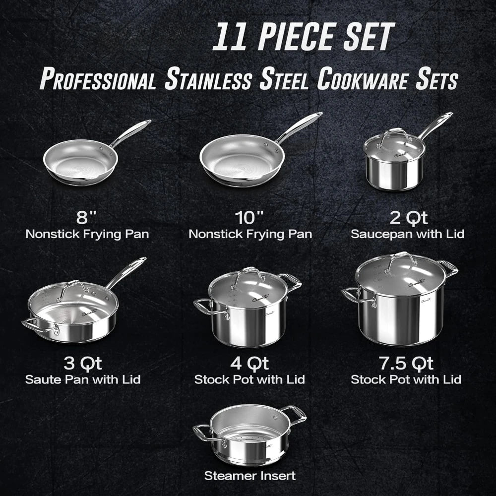 s With Stay Cool Ergonomic Handles Tri-Ply Stainless Steel Pots a