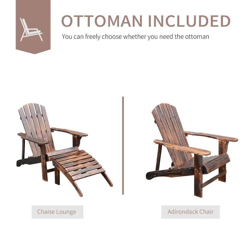 Brown Adirondack Chair with Ottoman,