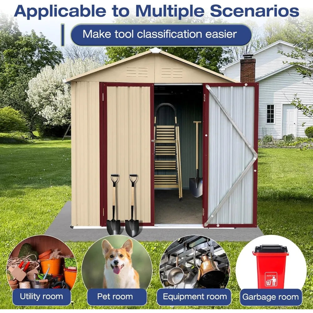 6' × 4' Metal Outdoor Storage Shed