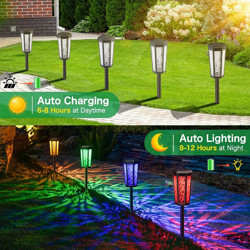 1600mAh Solar Led Lawn Lamp Outdoor Auto 7 Colors.