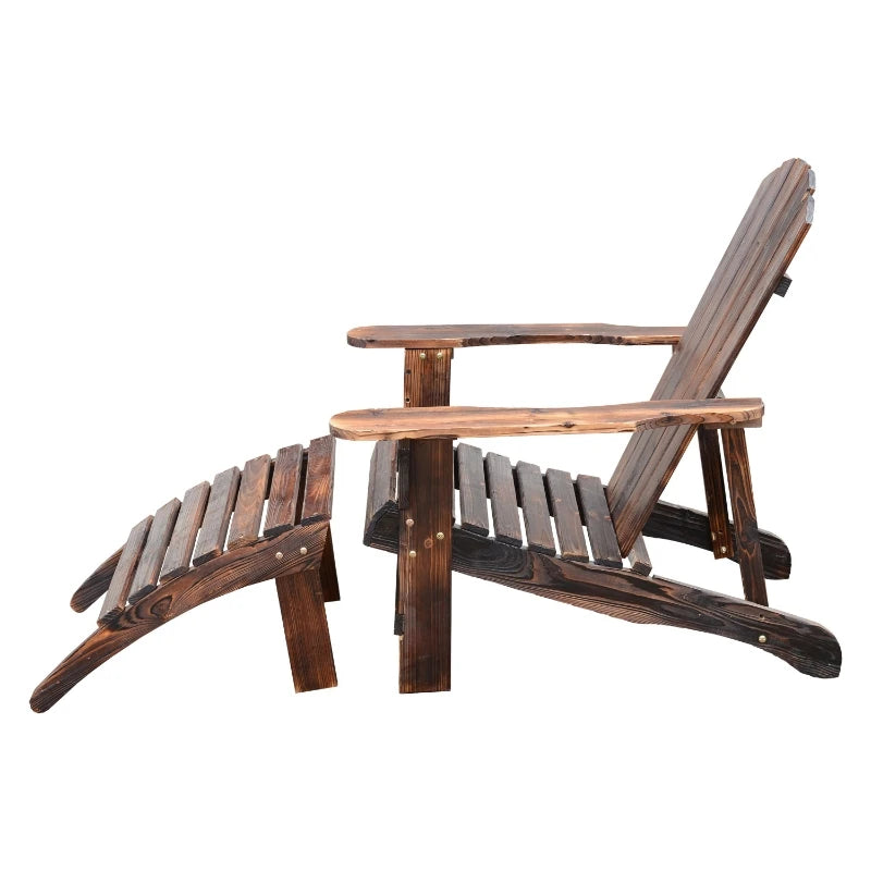 Brown Adirondack Chair with Ottoman,