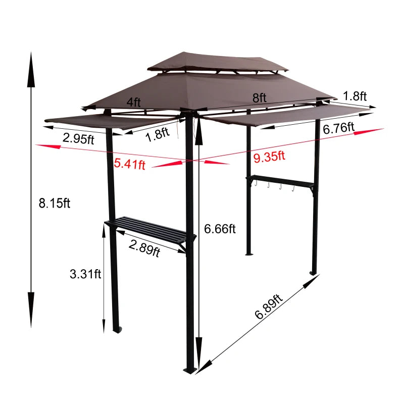 Brown 8x4ft Grill Gazebo,metal gazebo.