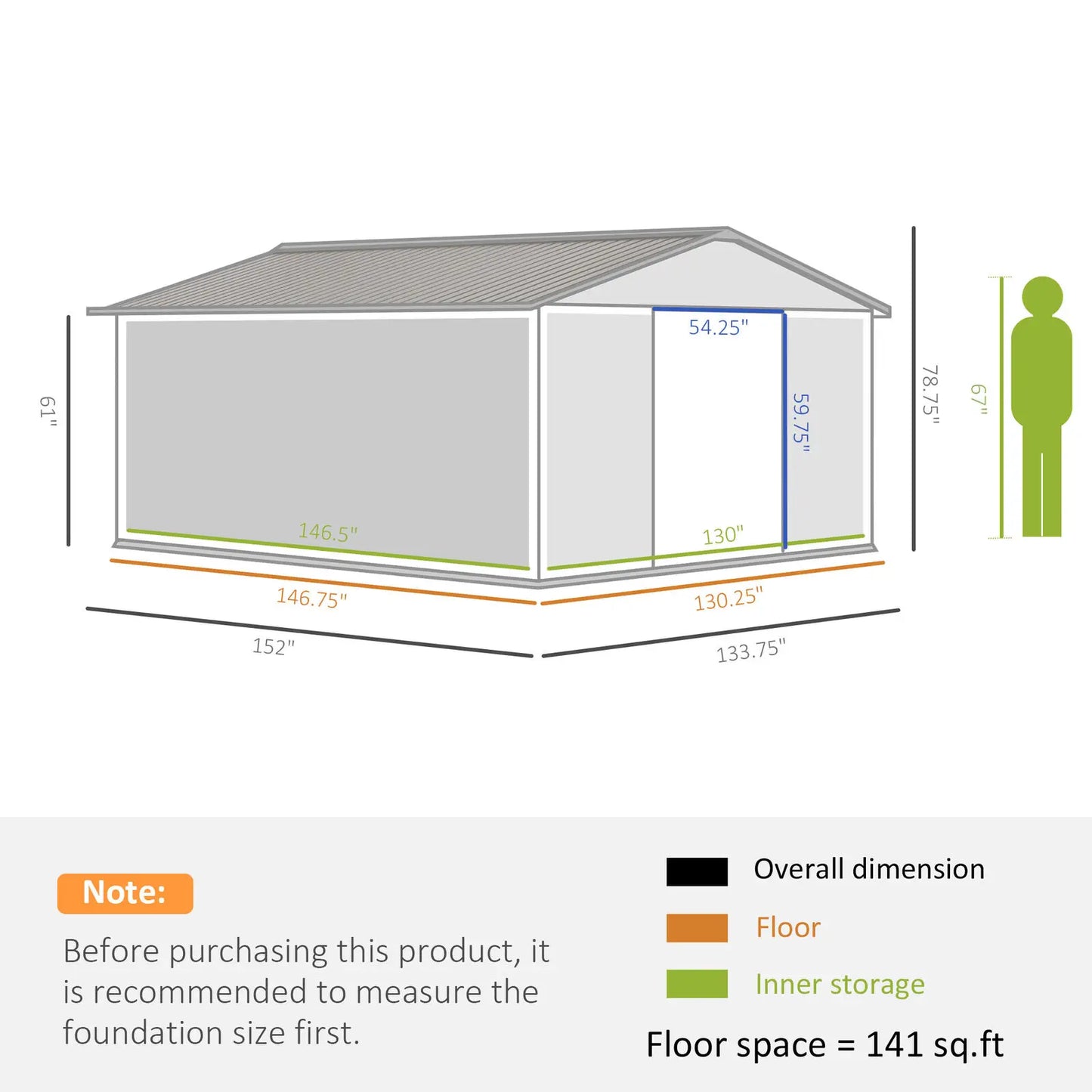 13' x 11' Steel Outdoor Utility Storage Tool Shed.