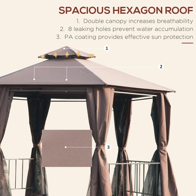 13' x 13'Patio Gazebo,Double Roof Hexagon.