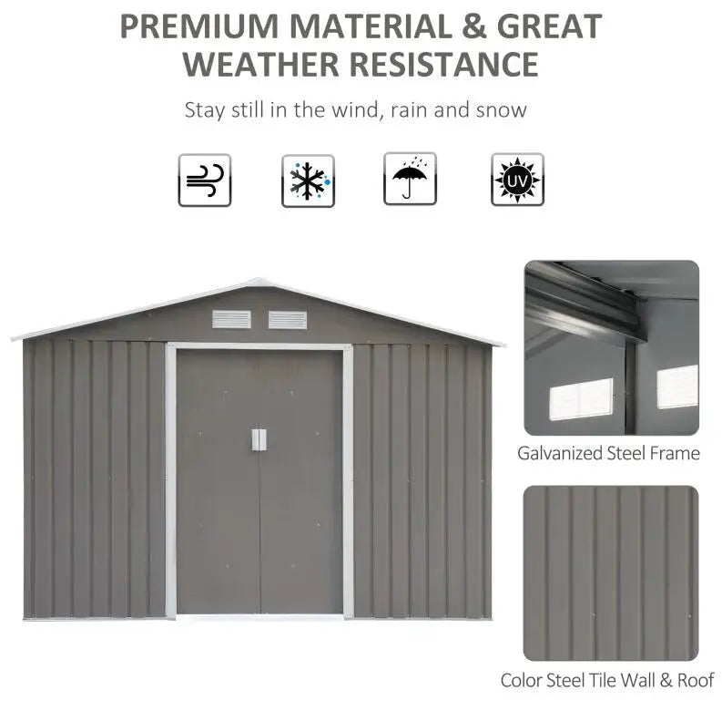 9' x 6' Metal Storage Shed Garden Tool House.