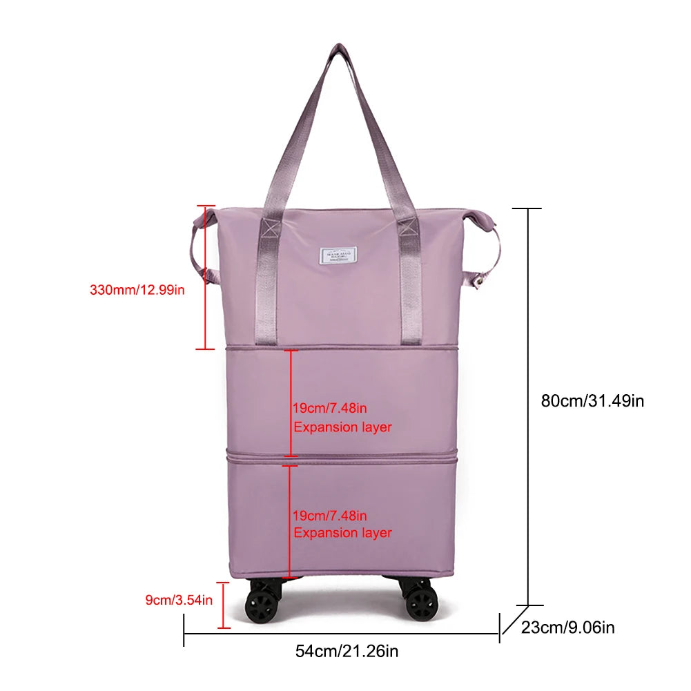 Collapsible Trolley Bag Large Capacity Luggage Rolling Bags.