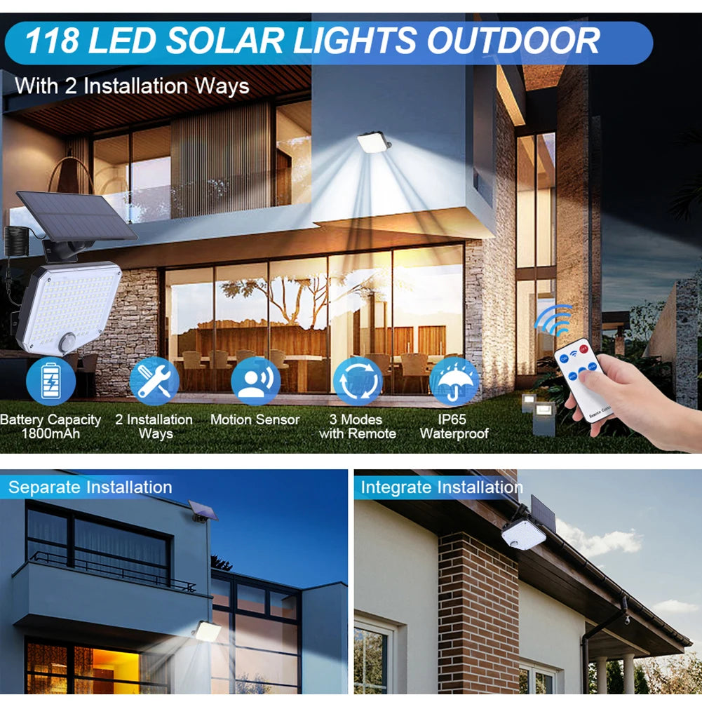 153LED Super Bright Solar Light Outdoor Motion Sensor.