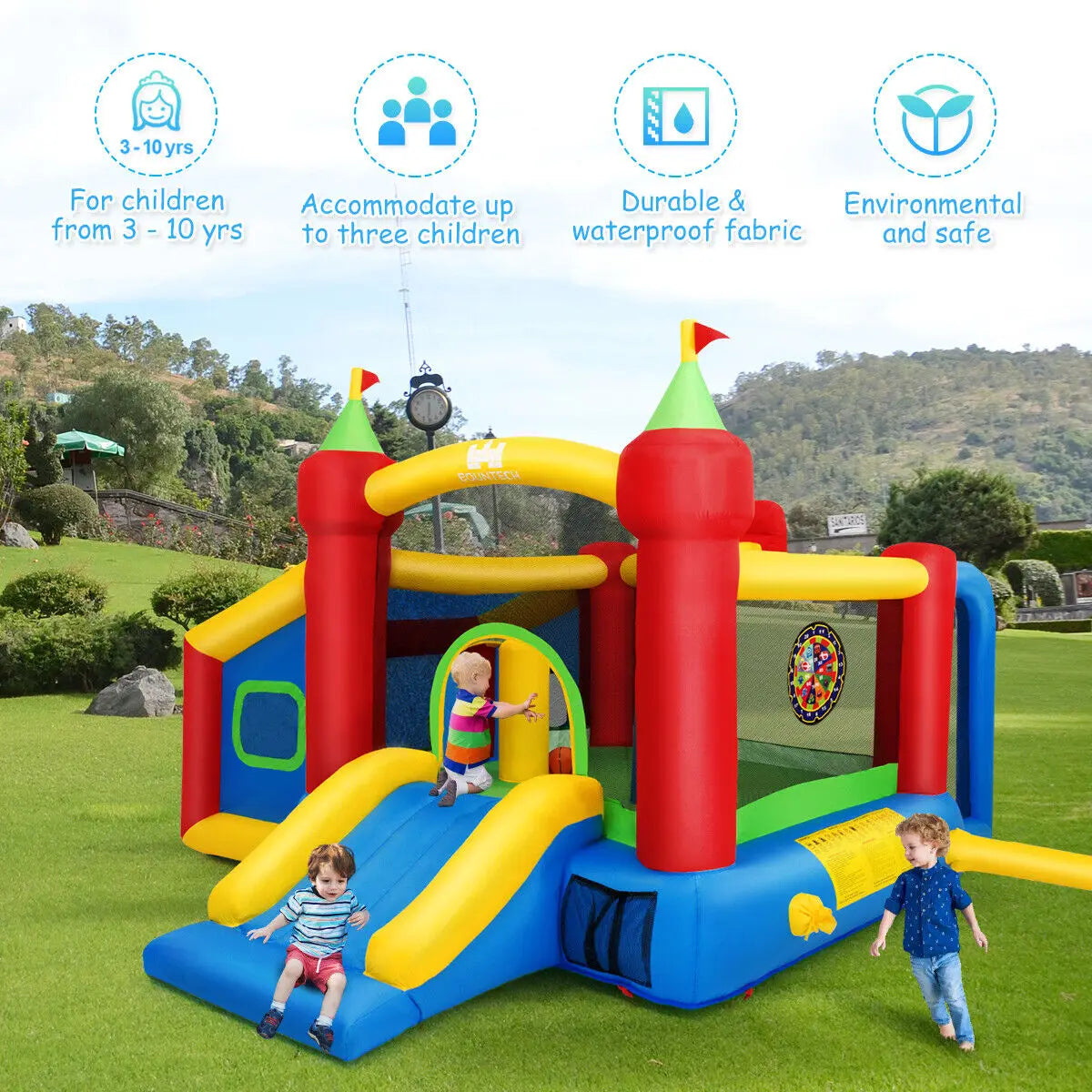 Kids Gift Inflatable Bounce House Slide Jumping Castle Ball Pit 480W Blower