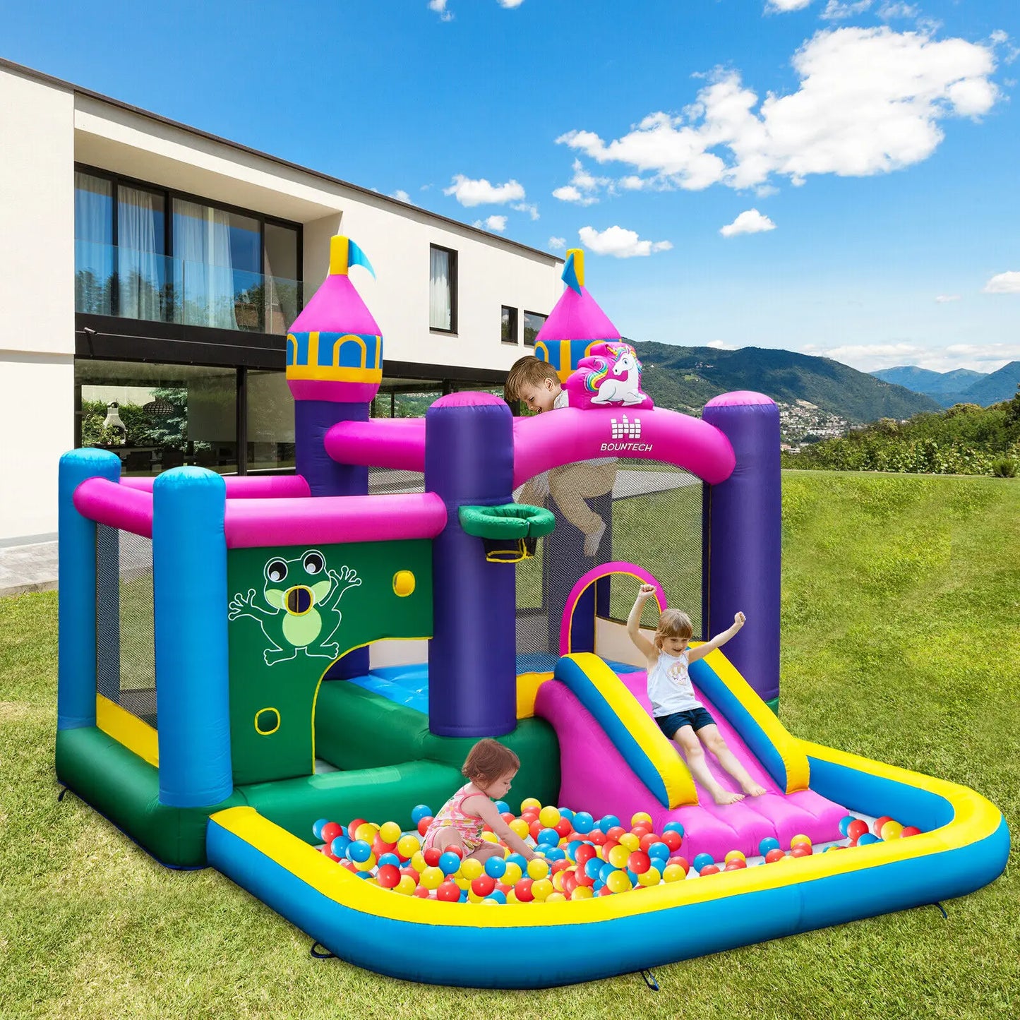 Babyjoy Inflatable Unicorn-themed Bounce House 6-in-1 Kids