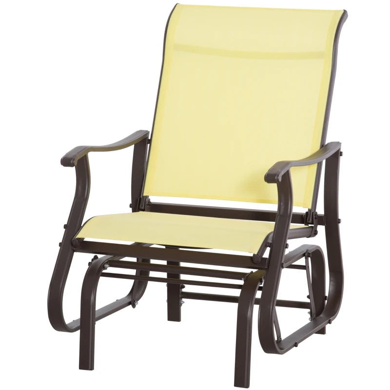 Beige Outdoor Swing Glider Chair.