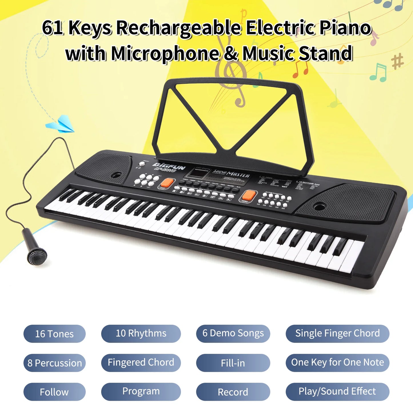 61 Keys Rechargeable Electronic Organ