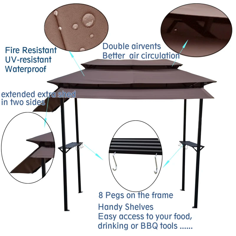 Brown 8x4ft Grill Gazebo,metal gazebo.