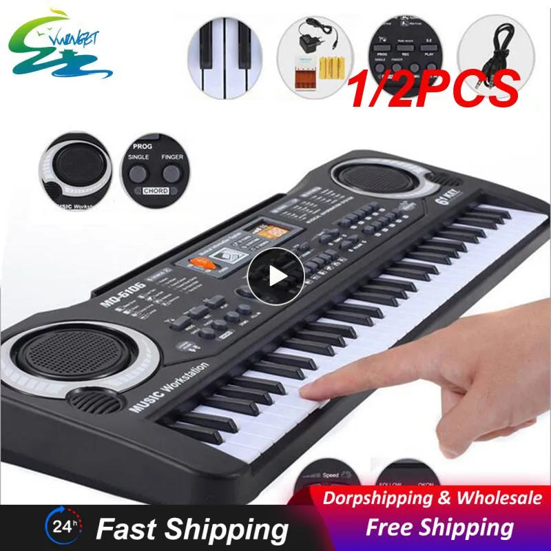 1/2PCS Keys Piano Digital Music Electronic Keyboard microphone