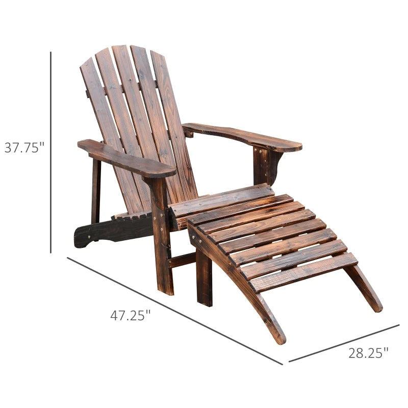 Brown Adirondack Chair with Ottoman,