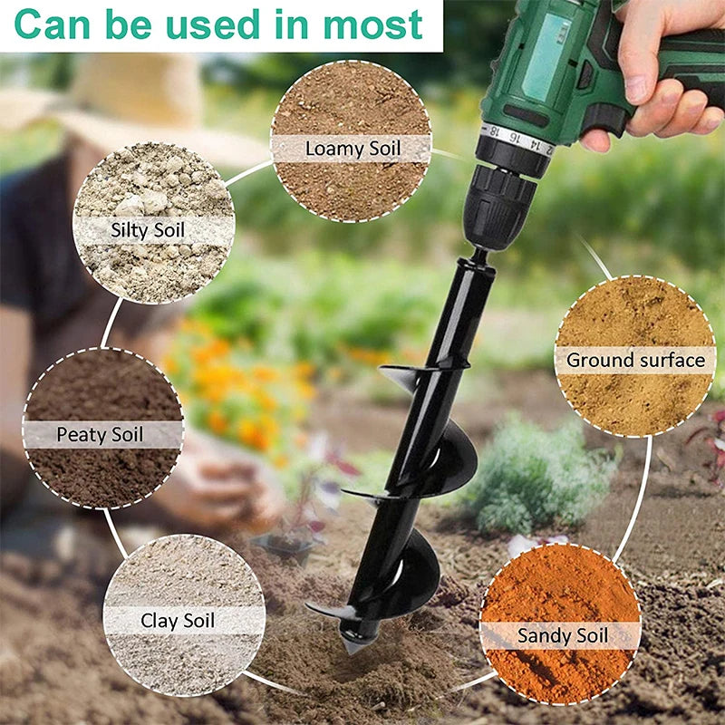 9 Size Garden Auger Drill Bit Tool Ground Drill Earth Drill.