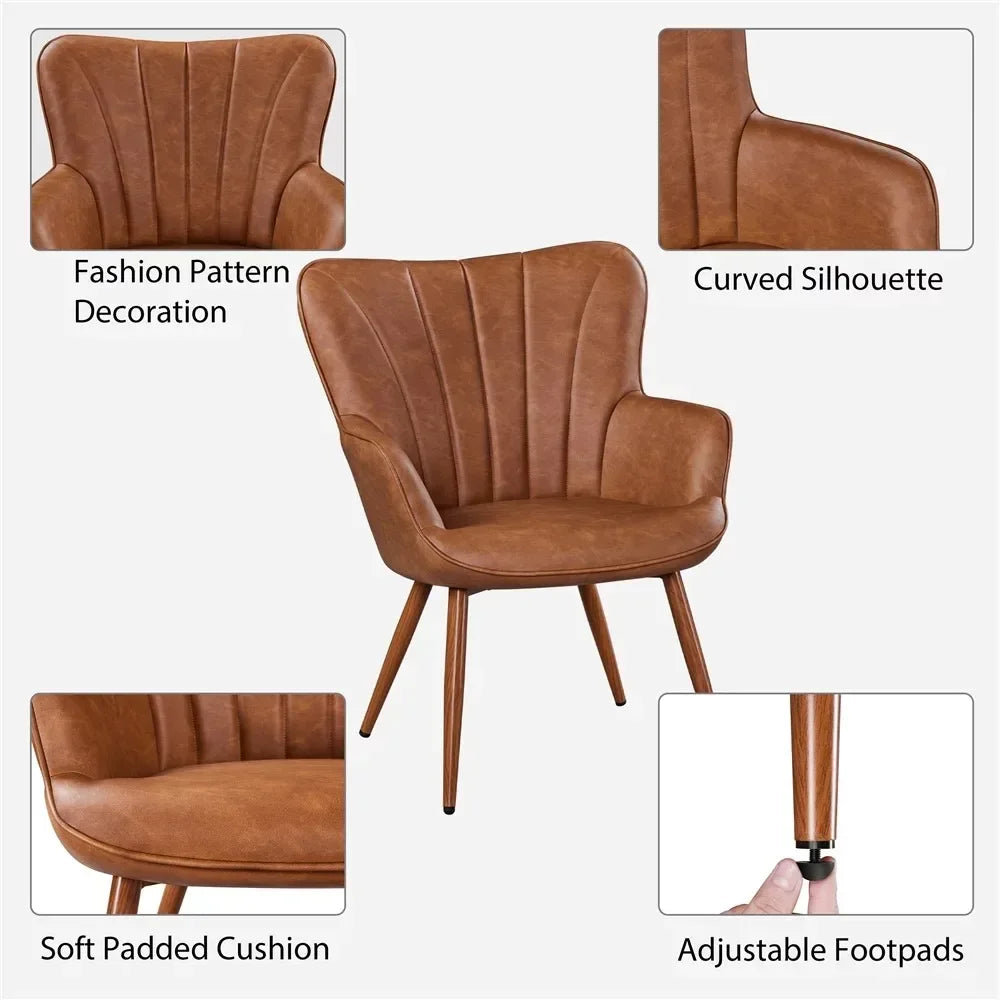 Modern Upholstered Faux Leather Accent Chair.