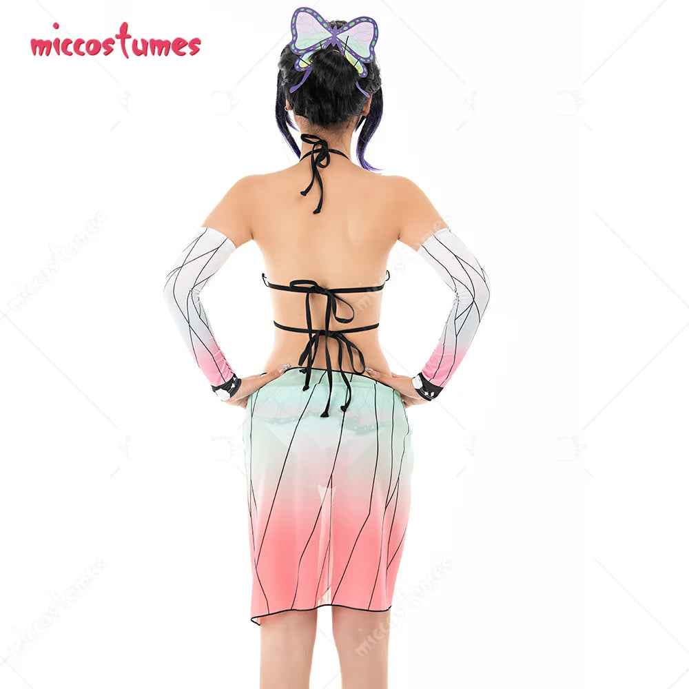 Women Two-Piece Ruffled Bikini Top  Gradient Bottom.