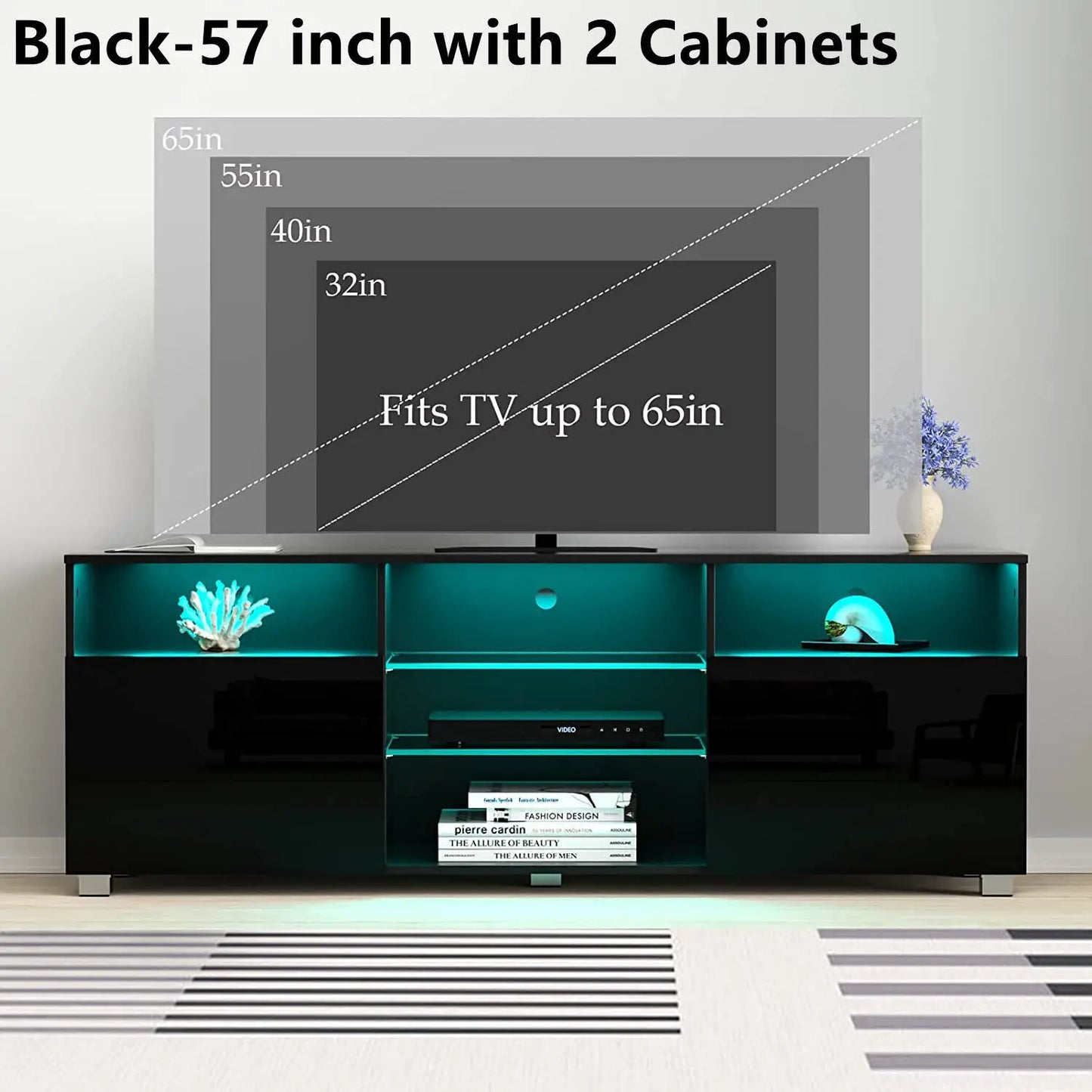 Modern LED TV Stand Media Console Table Entertainment Center.