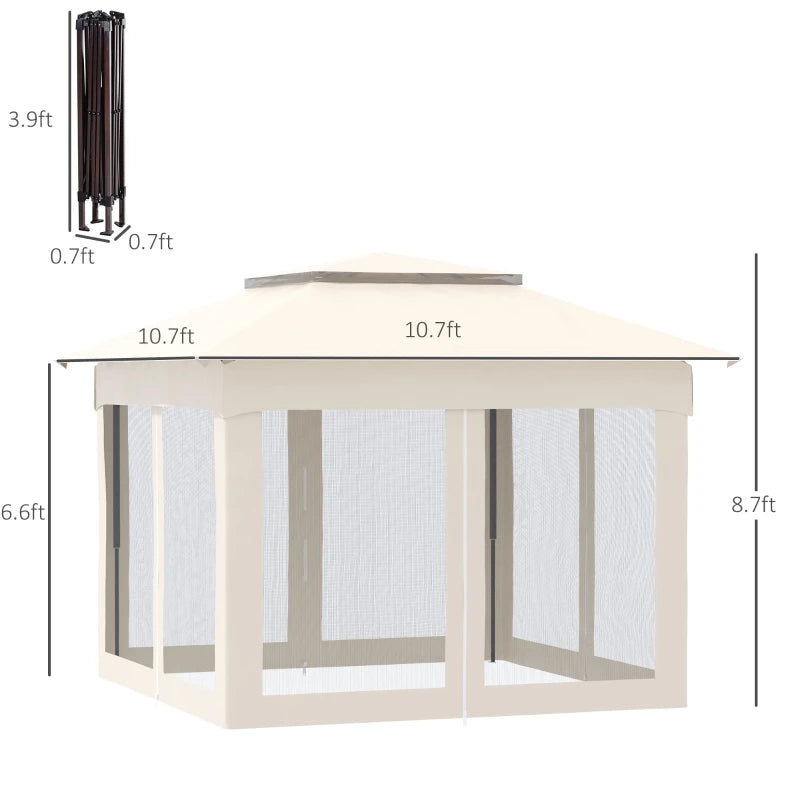 Beige 11' x 11' Pop Up Gazebo.