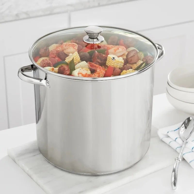 Mainstays Stainless Steel 20-Quart Stock Pot with Glass Lid