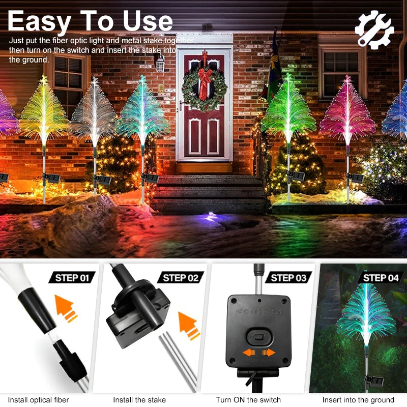 Solar Fiber Christmas Lights LED Outdoor Pathway Lights.