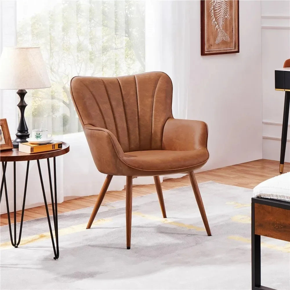 Modern Upholstered Faux Leather Accent Chair.