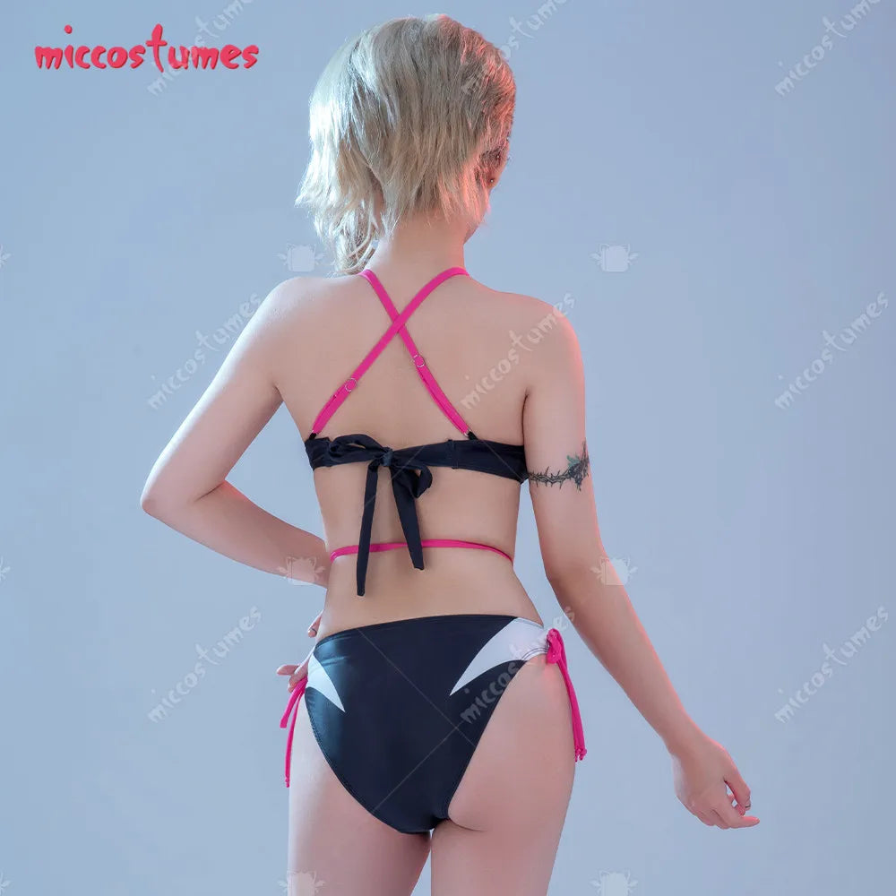 Two-piece Swimsuit Ghost Spiderweb Pattern Women Bikini Set.