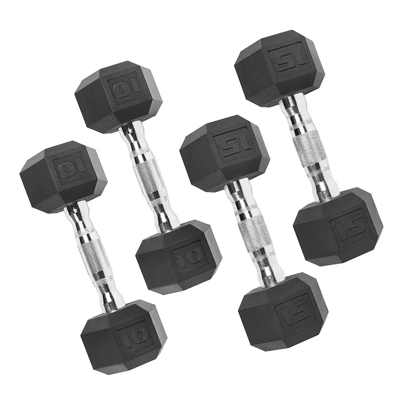 150 lb Coated Rubber Hex Dumbbell Weight Set fitness equipment