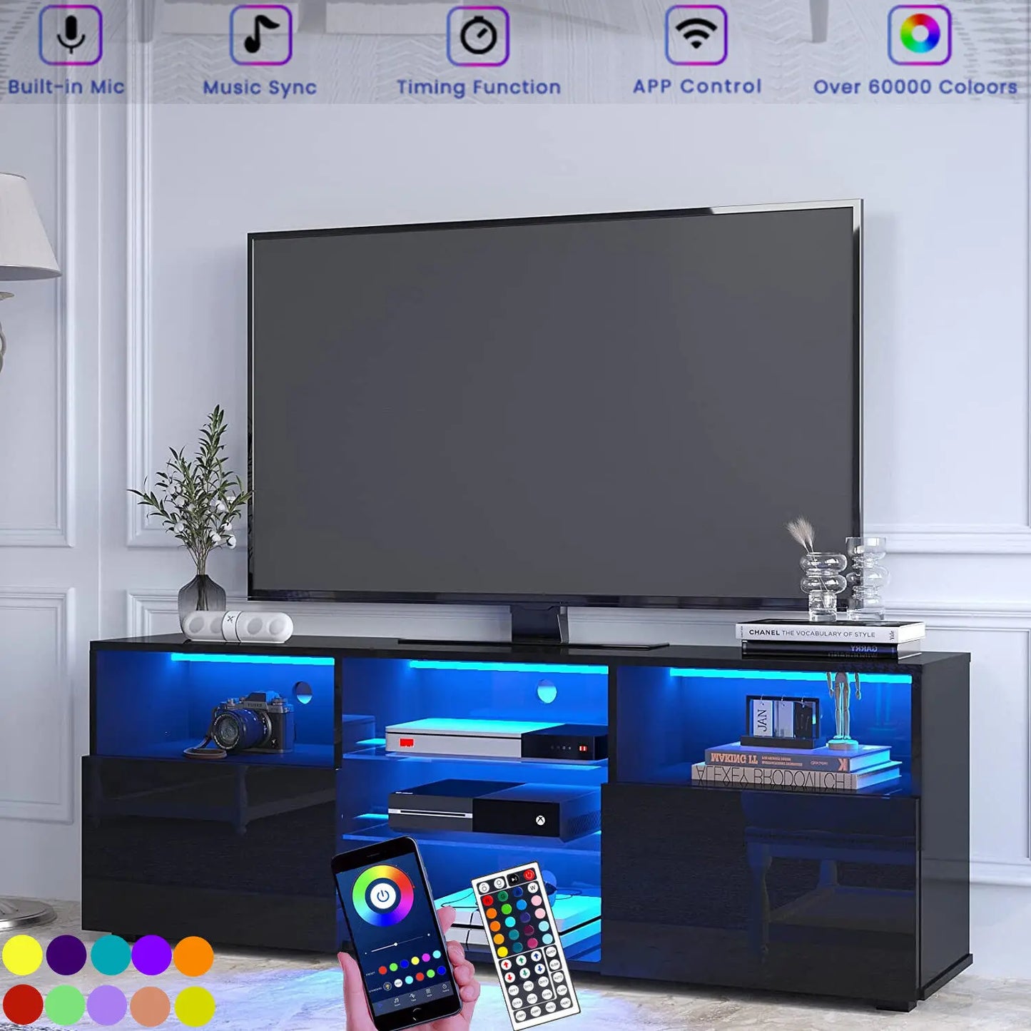 Modern LED TV Stand Media Console Table Entertainment Center.