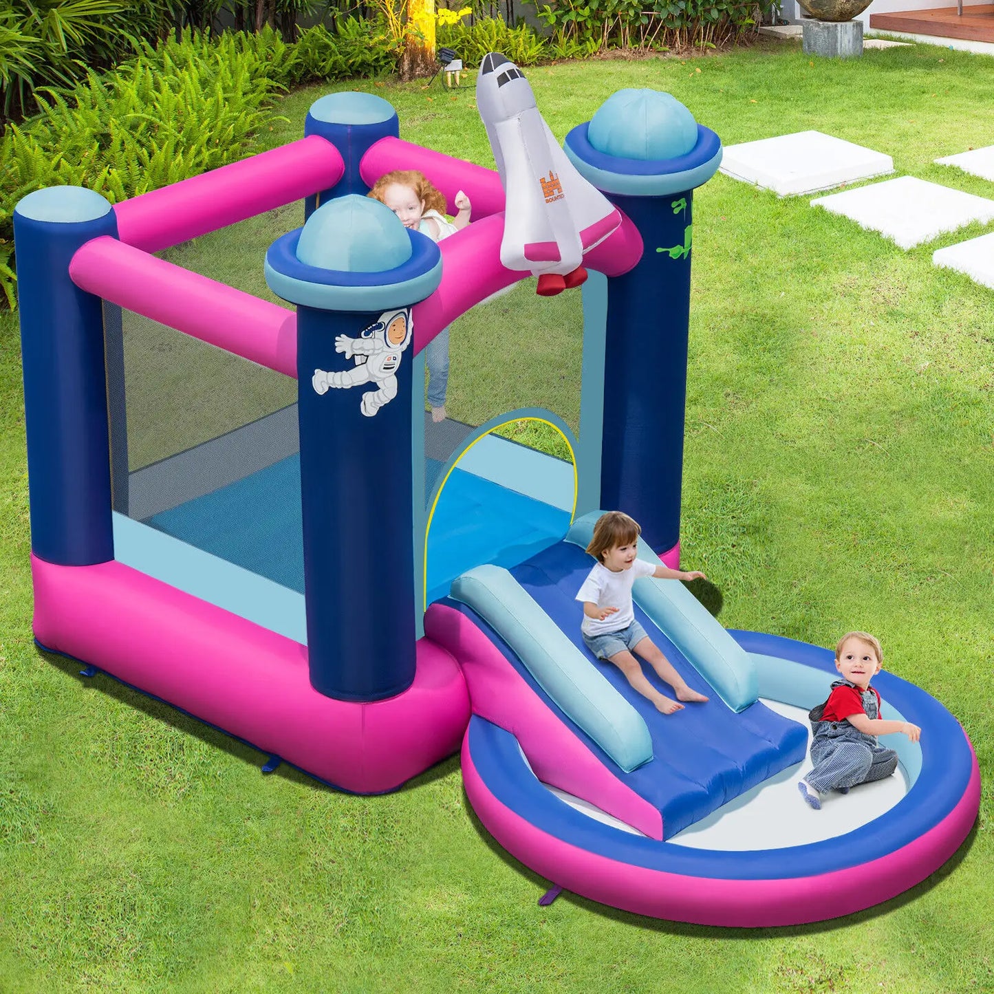 Babyjoy Inflatable Space-themed Bounce House Kids 3-in-1 Bounce Castle W/ 480W Blower