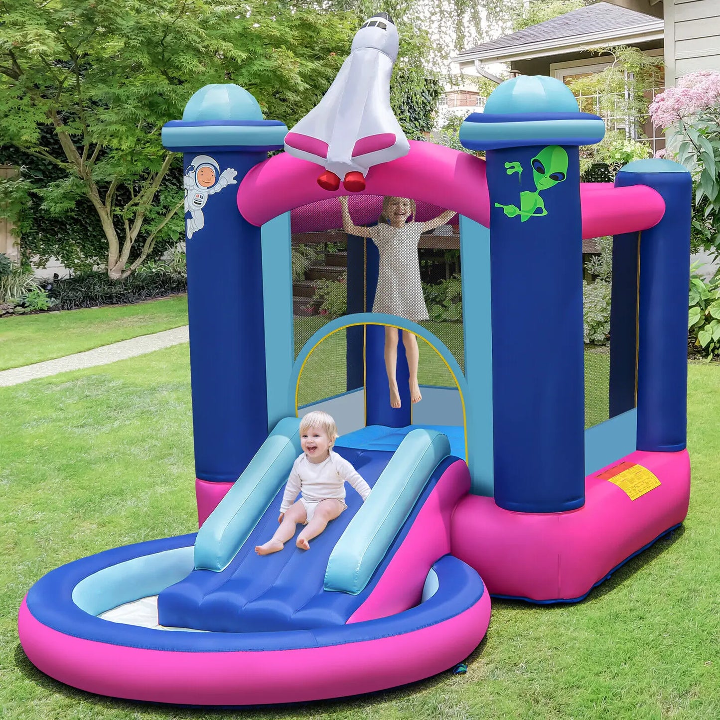 Babyjoy Inflatable Space-themed Bounce House Kids 3-in-1 Bounce Castle W/ 480W Blower