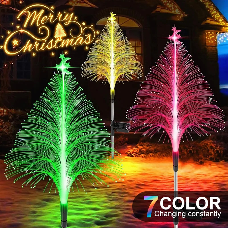 Solar Fiber Christmas Lights LED Outdoor Pathway Lights.