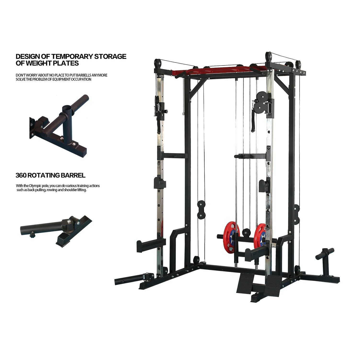 Power cage with LAT PullDown and Weight Storage Rack