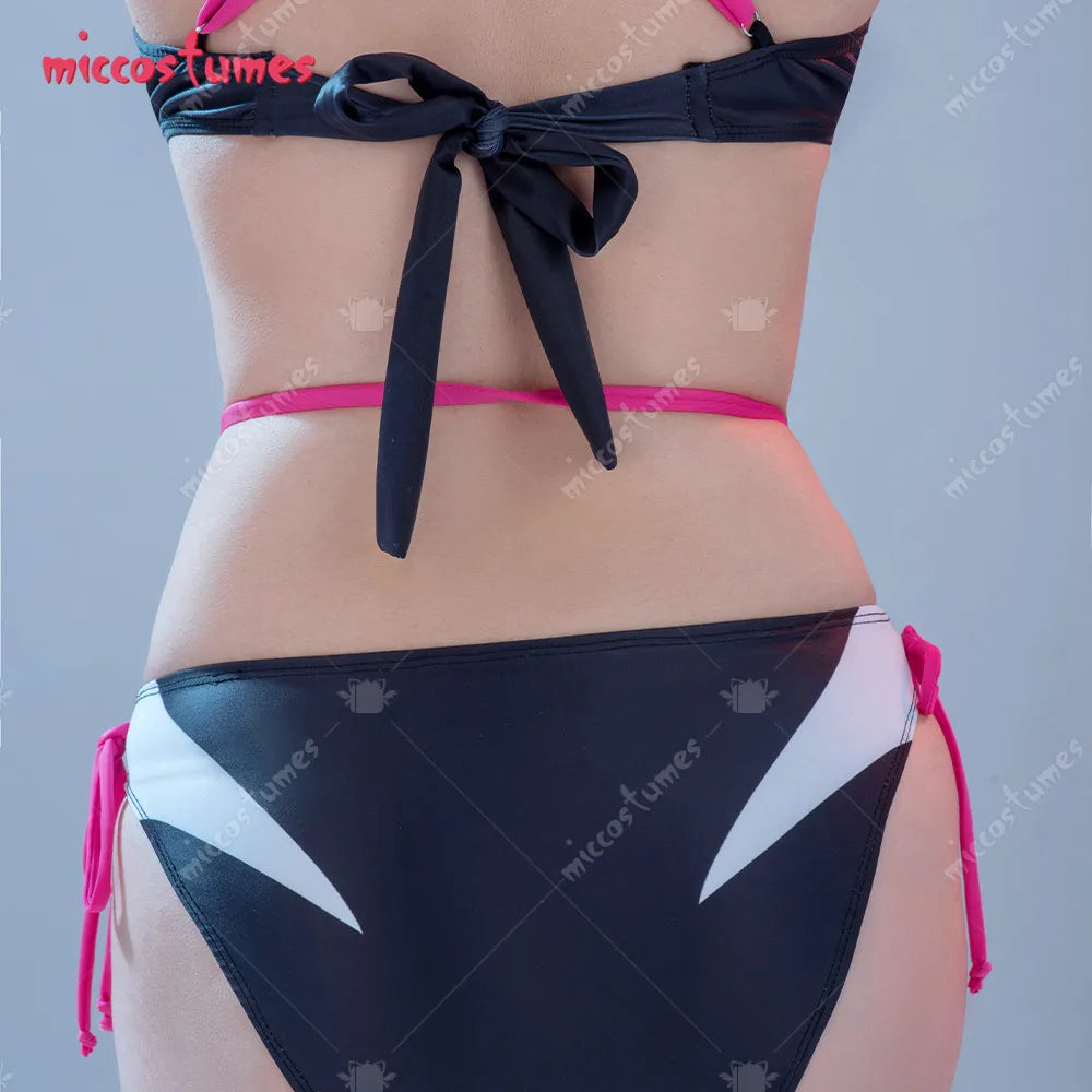 Two-piece Swimsuit Ghost Spiderweb Pattern Women Bikini Set.