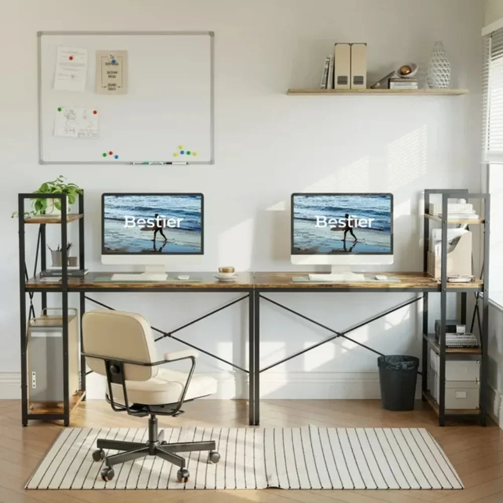 47 Inch Computer Desk with Under  and Side Storage Shelves