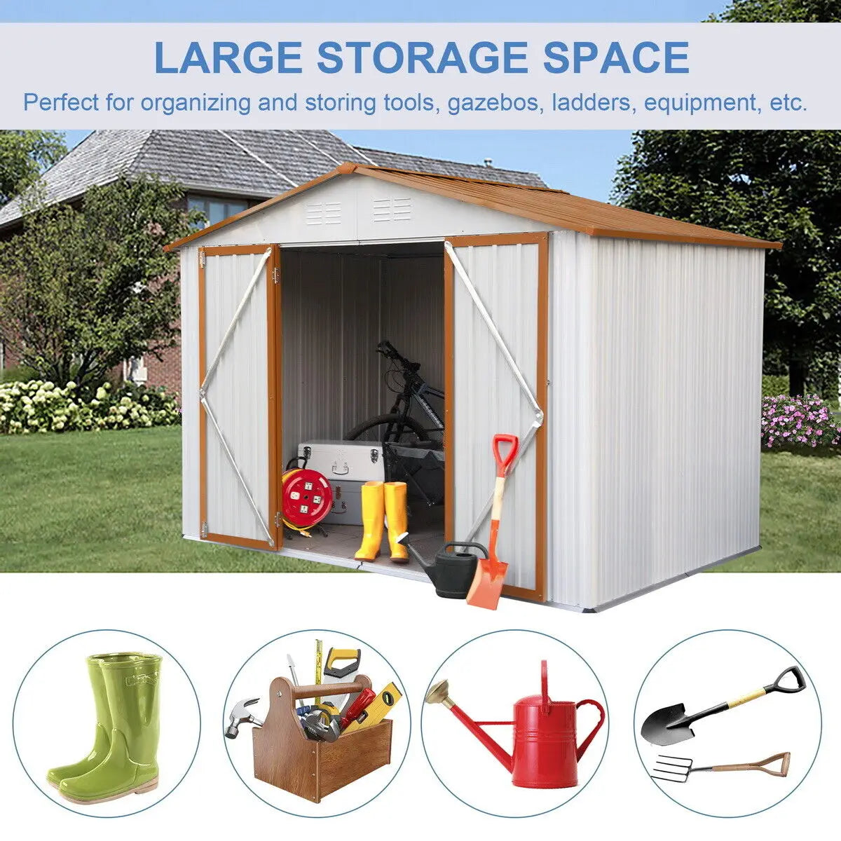 Outdoor Heavy Duty Metal Storage Shed.