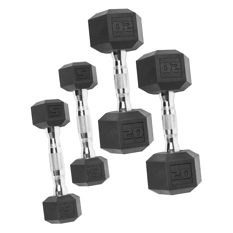 150 lb Coated Rubber Hex Dumbbell Weight Set fitness equipment