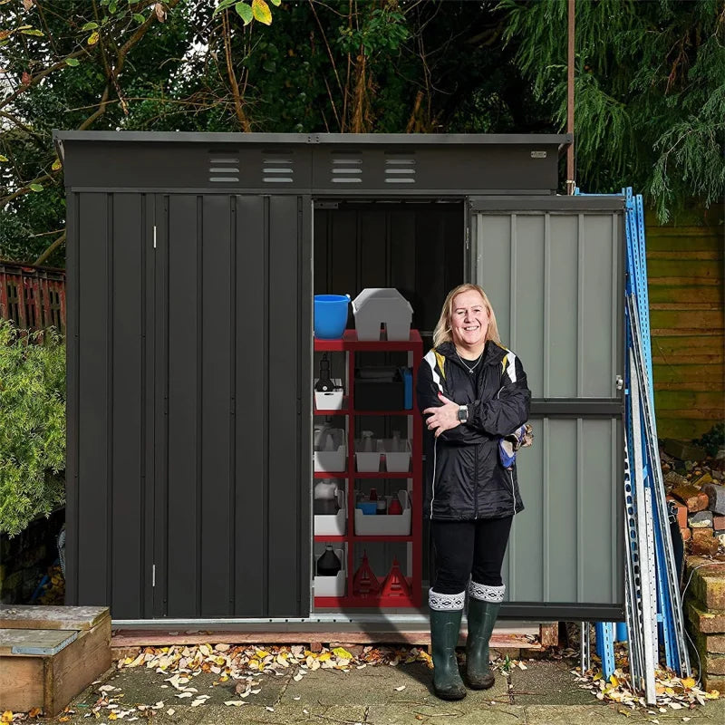 Storage Shed with Sloping Roof Galvanized Steel Frame.