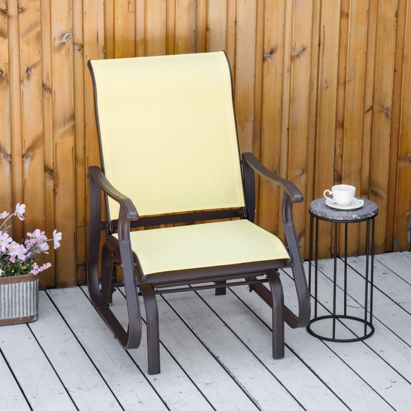 Beige Outdoor Swing Glider Chair.