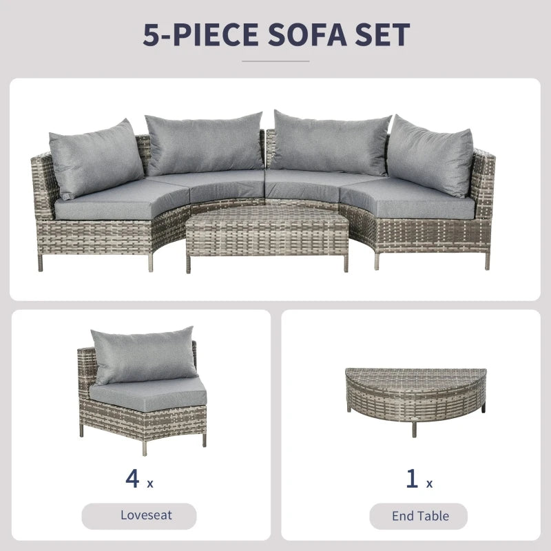 Grey 5PC Outdoor Patio Furniture Set