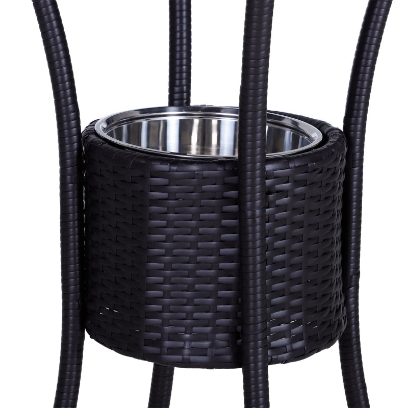 Rattan Wicker Bar Set for 3 PCS with Ice BucketsPoolside,Backyard,Porches